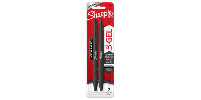 Sharpie S-Gel Pen Metal Barrel Black Pack 2