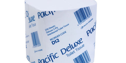 Pacific Deluxe Interleaved Toilet Tissue 2 Ply 250 Sheets per pack White Carton 36