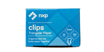 NXP Paper Clips Triangular Steel 33mm Box 100