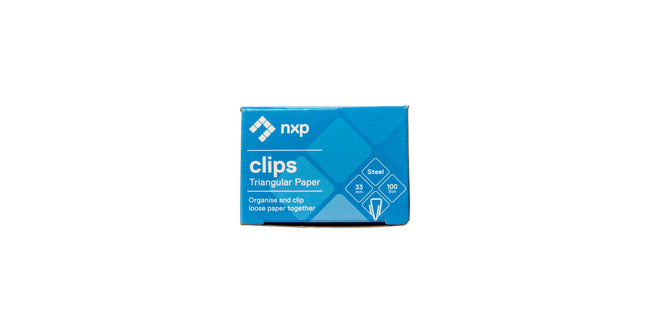 NXP Paper Clips Triangular Steel 33mm Box 100