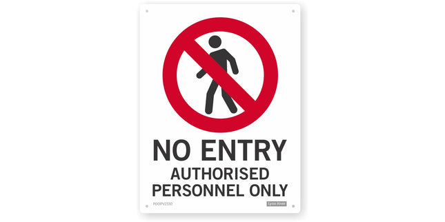Safety Sign 'No Entry Authorised Personnel Only' 230 x 300mm