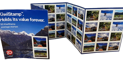 NZ Post KiwiStamp Postage Stamps Self Adhesive Booklet 50