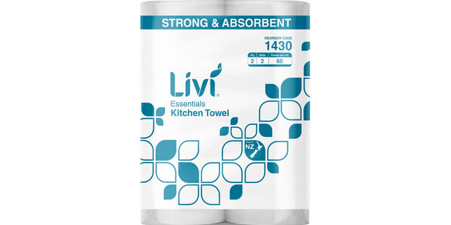 Livi Paper Towel Commercial 2 Ply - 60 Sheets Per Roll (Pack of 2)