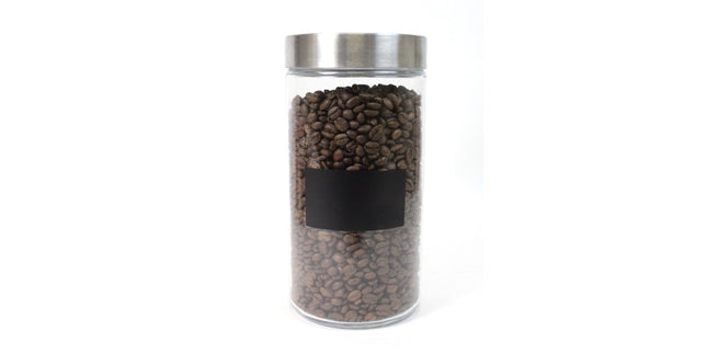 Seymours Container Glass Container Glass Stainless Steel Lid With Blackboard Label Large