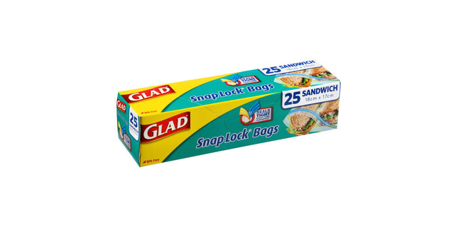 Glad Snaplock Storage Bags Resealable 180 x 170mm Pack 25