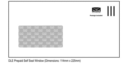 NZM Prepaid Window Envelope Self Seal DLE 114mm x 225mm White Pack 100