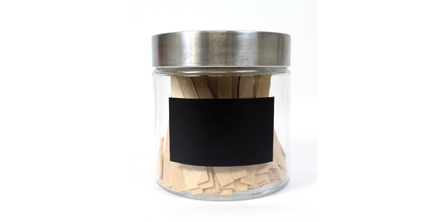 Seymours Container Glass Container Glass Stainless Steel Lid With Blackboard Label Small
