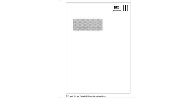 NZM Prepaid Window Envelope Self Seal C4 229mm x 324mm White Box 250