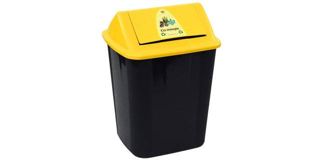 Italplast Waste Separation Bin Co-Mingle 32L Black Bin Yellow Lid