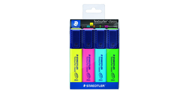 Staedtler Textsurfer Classic Highlighter Chisel Tip Assorted Colours Pack 4