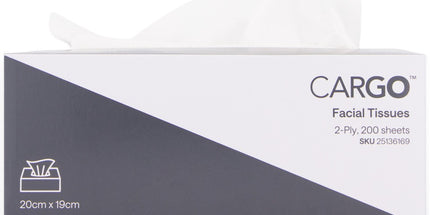 Cargo Facial Tissue 2 Ply White Box 200