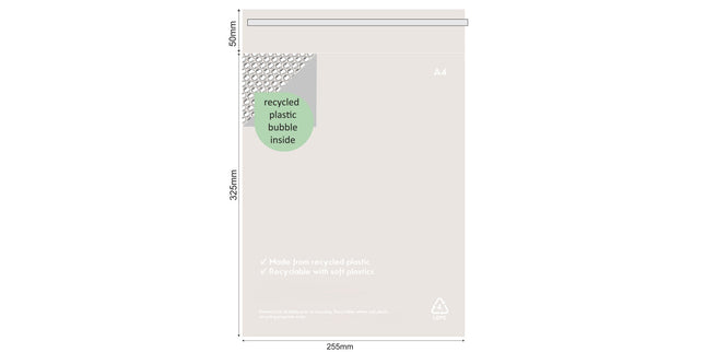 r3pack Recycled Bubble Courier Bag A4 255x325mm Pack 100