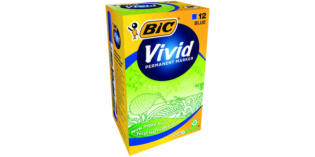 BIC Eco Vivid Permanent Marker Bullet Tip 4.95mm Blue Box 12