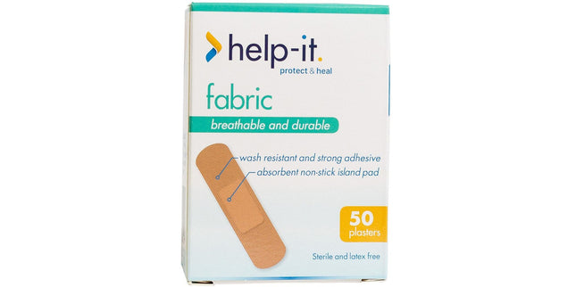 Help-It First Aid Plasters Fabric Skin Colour Box 50