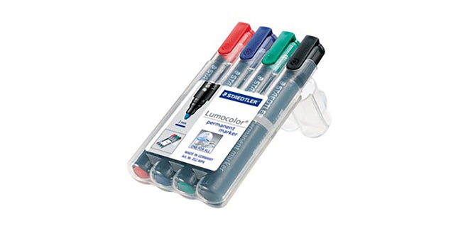 Staedtler 352 Lumocolor Permanent Marker Bullet Tip 2.0mm Assorted Colours Pack 4