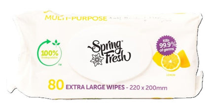 Compare Feedback Spring Fresh Cleaning Wipes Antibacterial Biodegradable Multipurpose XL Lemon Pack 80